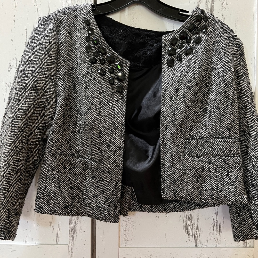 Blazer with gems trim